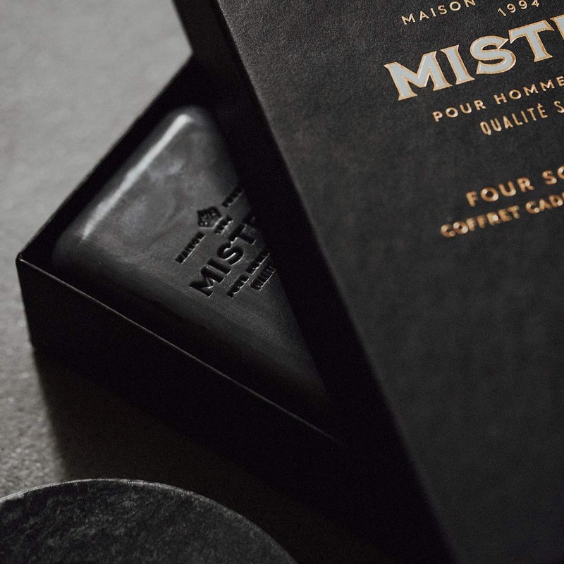 Mistral Menâ€™s Luxury Bar Soap for Men | Gift Set (4 x 8.8 oz) â€“ Grey Lavande, Cedarwood Marine, Teak Wood, Black Amber | Moisturizing, Triple-Milled Natural Soap for Men - Made in France - Image 2